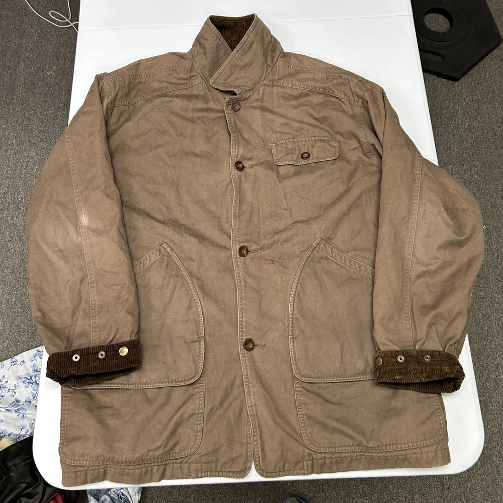 Woodsman ATA Field Jacket Mens XL Brown Canvas Corduroy Trim Plaid Lined A5